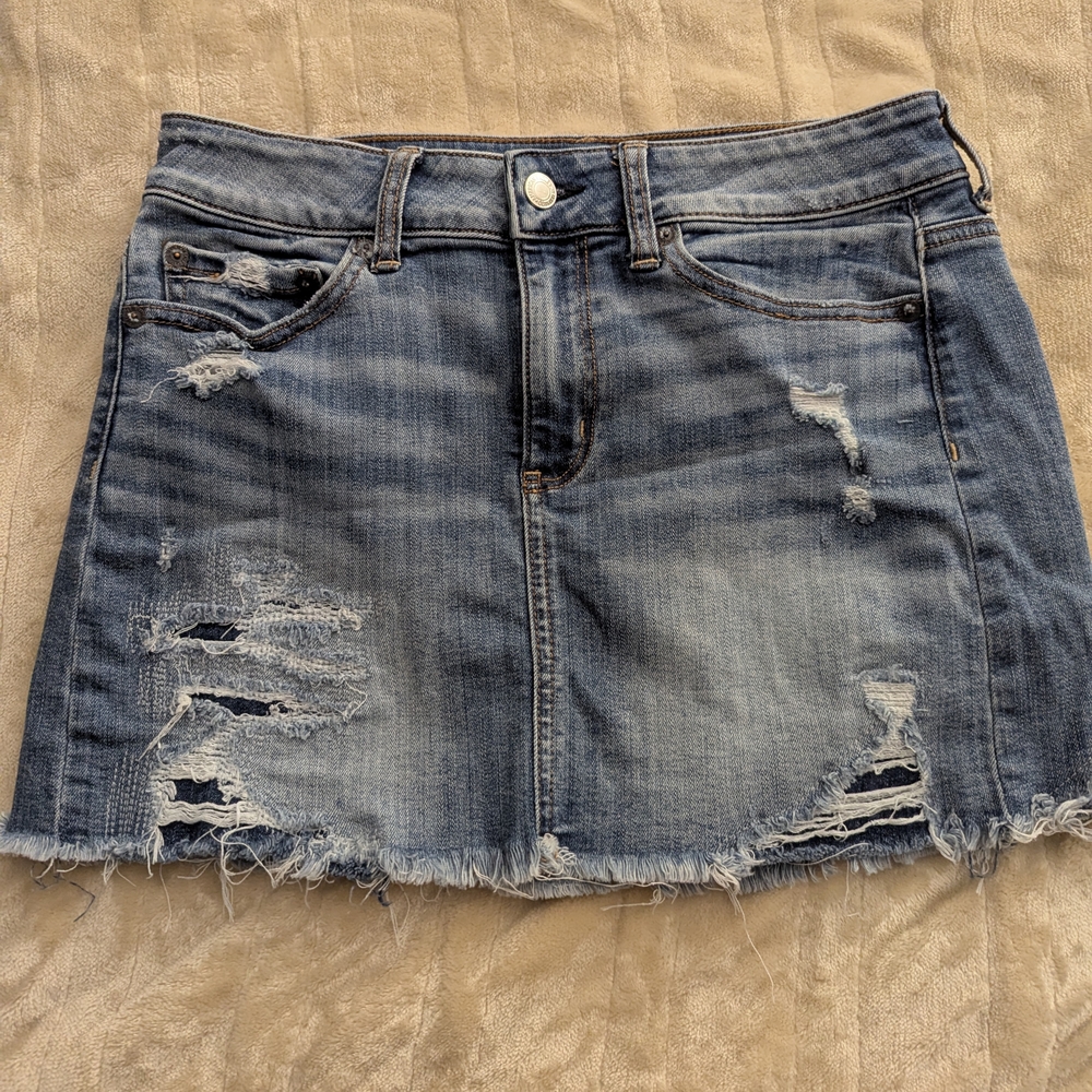 American Eagle Distressed Denim Mini Skirt